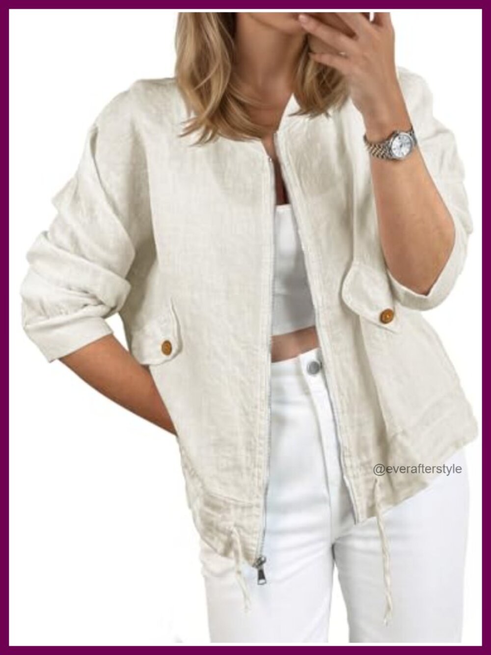 Lightweight Cotton Bomber Jacket Zip Up Coat